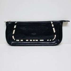 Claudia Firenze Leather w/Fur Stripe Clutch Purse - Italy